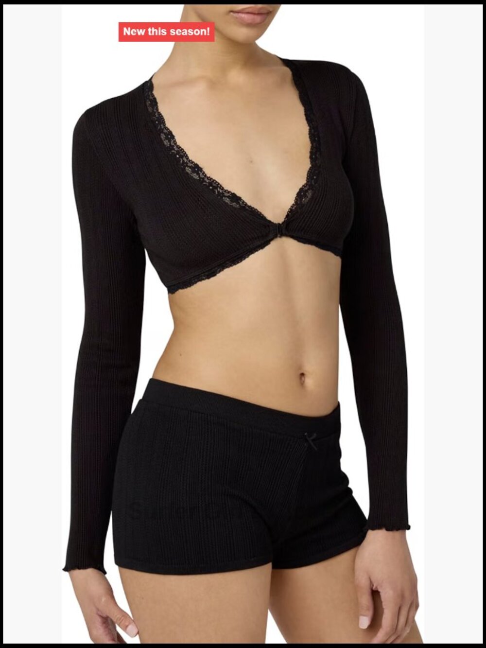 Women's Pointelle Tie Front Long Sleeve Knit Tank Top Lounge